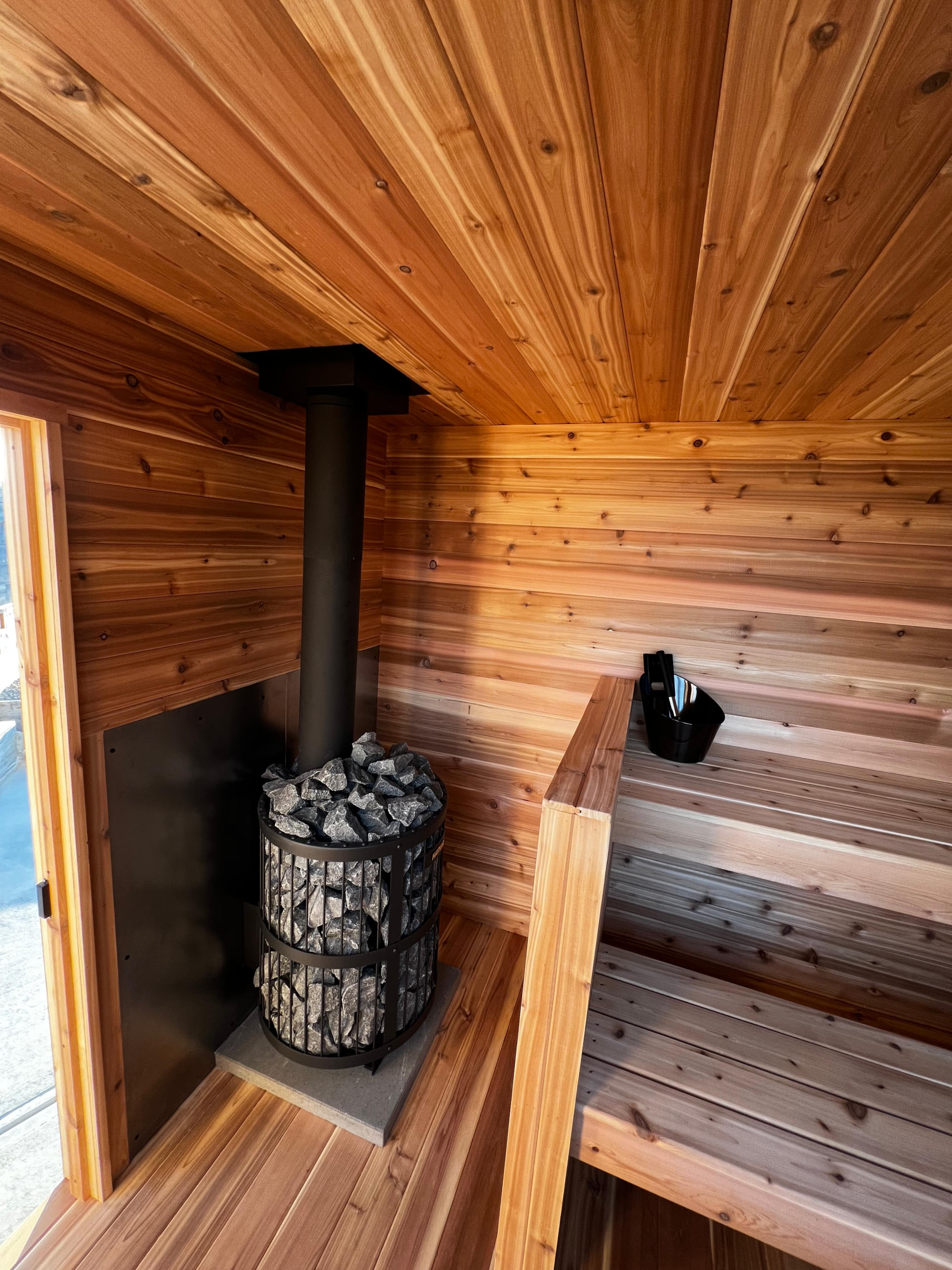 custom cedar outdoor sauna built in Armstrong BC